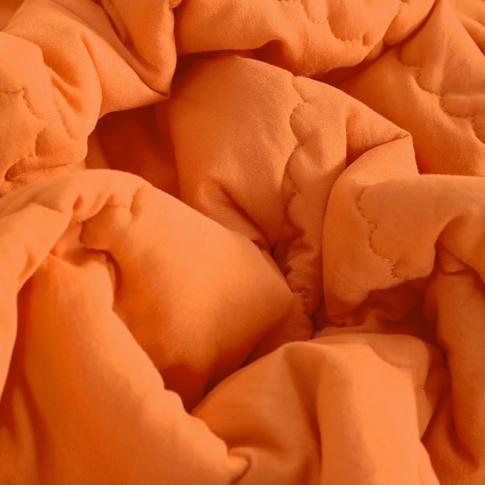 Down Alternative Oversized Toddler Comforter 43x60, Lightweight Warm Solid Color Baby Crib Quilted Blanket for Boys Girls, Orange