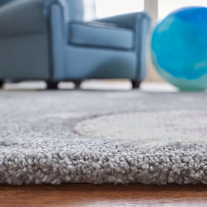 SAFAVIEH Carousel Kids Collection 5'3" Round Grey/Lavender CRK103F Outer Space Area Rug
