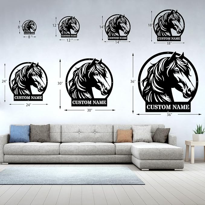 Personalized Horse Head Metal Sign – Indoor or Outdoor Farmhouse/Home Decor- Handcrafted Wall Art