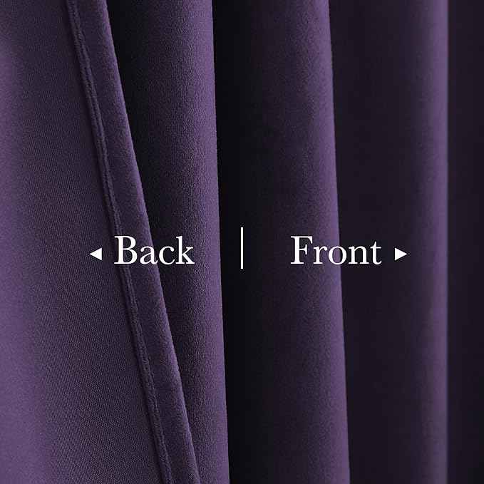 StangH Purple Orchid Velvet Curtains, Room Darkening Super Soft Drapes for Bedroom Living Room, Rod Pocket Back Tab Thermal Insulated Window Treatment, W52 x L84 inch, 2 Panels