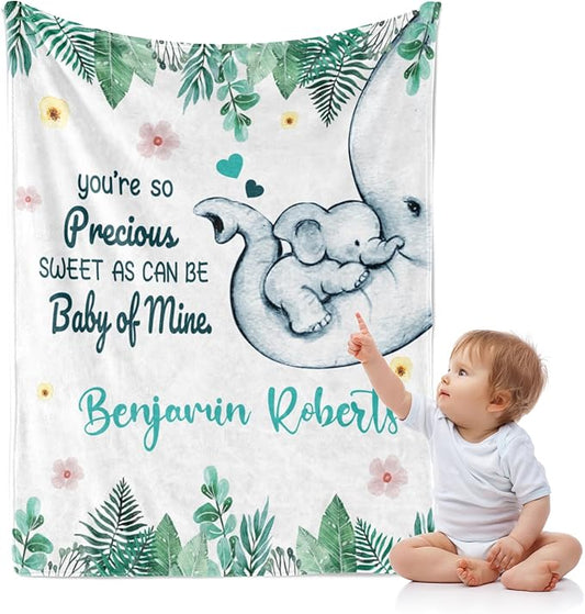 J&SBGFT Personalized Baby Blanket with Name for Boys - Customized Name Receiving Blanket for Toddlers, Kids - Nursery, Stroller, Crib Decor Throw - 30"x40", Color