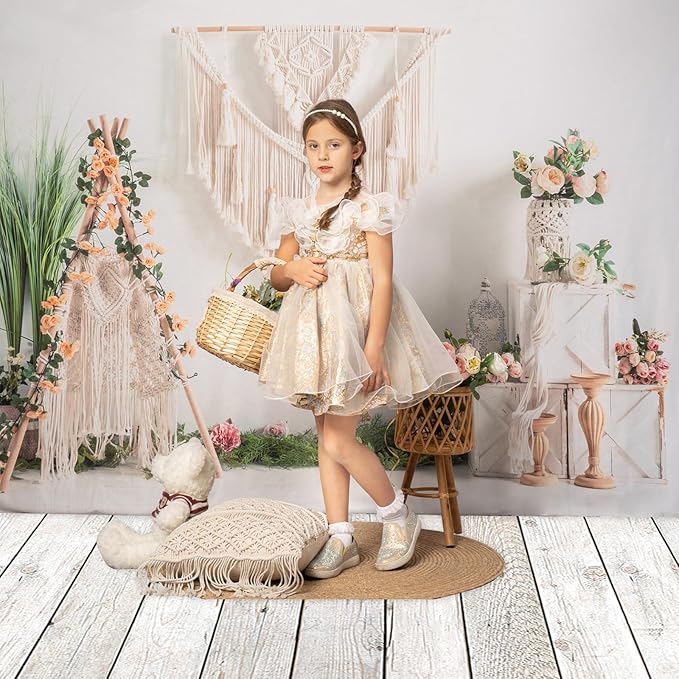 Kate White Wood Floor Wall Backdrop Photography Floor Mats Rubber Flooring Mat Newborn Photography Props for Professional Photographers Studio 8x5ft