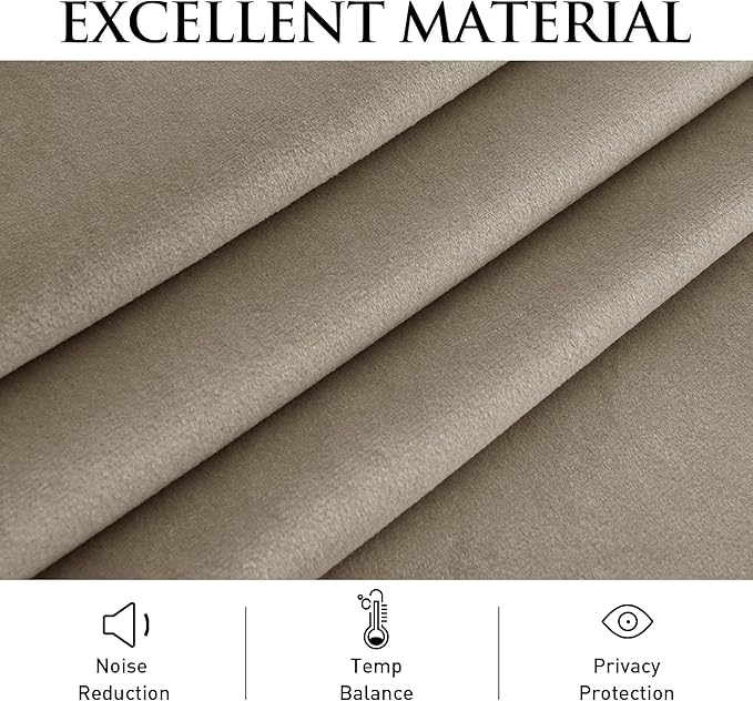 StangH Extra Wide Pinch Pleated Velvet Curtains 84 inches Long, Camel Beige Living Room Darkening Drapes with Hooks Thermal Insulated Sliding Door Curtains for Bedroom Patio, W62 x L84, 1 Panel