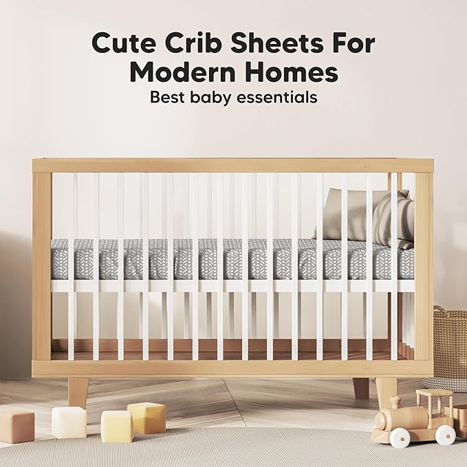 KeaBabies 2-Pack Baby Crib Sheets for Boys, Girls - 52x28 Viscose Derived from Bamboo Toddler Bed Sheets Neutral, Fitted Crib Mattress Cover for Standard Baby Bedding, Soft & Cozy (Nordic)
