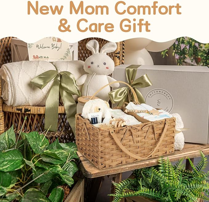 Diaper Caddy Organizer, Hand Rattan Nursery Storage Basket for Baby Essentials, Baby Changing Table Organizer Perfect Nursery Assistant, Easy Assemble