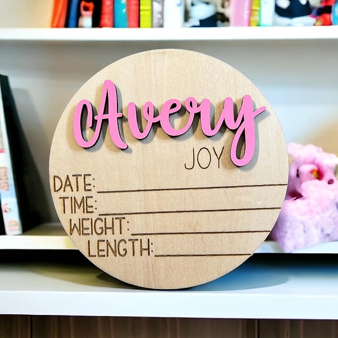 Personalized 3D Newborn Baby Name Announcement with Stats, Custom Baby Name Hospital Photo Prop, Many sizes, 25 Font Options, 30 Colors