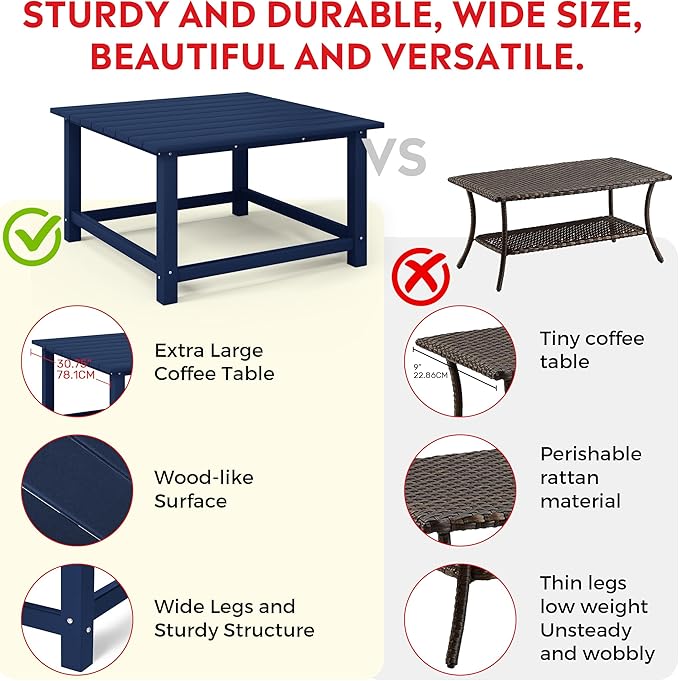 Costaelm Outdoor Kids Table, Toddler Dinner Table Baby Desk Outdoor Childrens Party Tables for Arts & Crafts, Snack Time, Multi-Activity Desk for Ages 2-8 in Classroom/Outside, Navy Blue