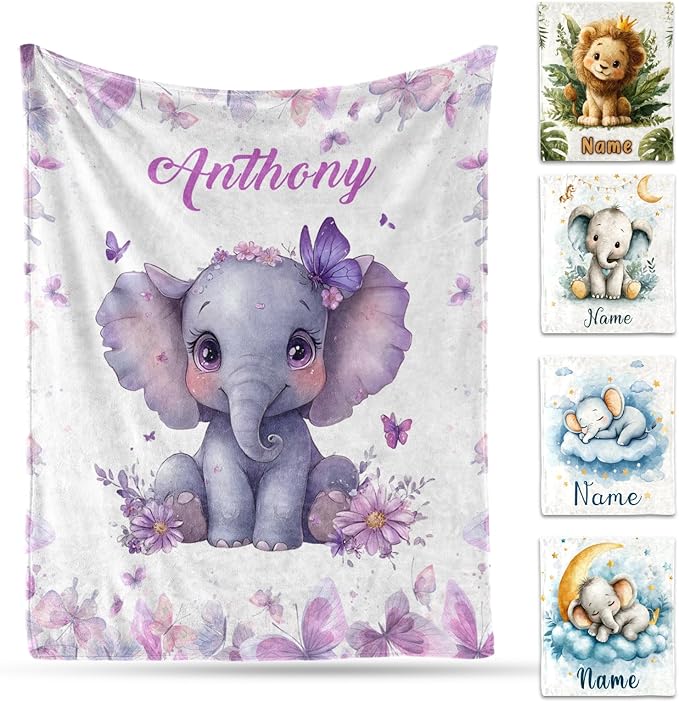 Ship Next Day, Personalized Baby Blankets - Printed in USA, Custom Name Blanket, Baby Blanket with Name, Ultra-Soft Cozy Fleece Blankets, Gifts for Baby Newborn Toddlers Boys & Girls Kids