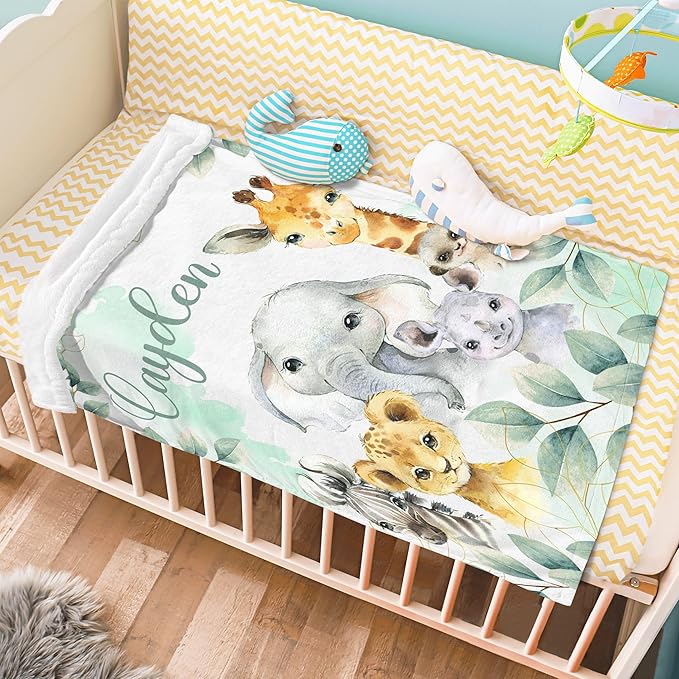 J&SBGFT Personalized Baby Blanket for Boys,Customized Name Blanket with Name, Receiving Blankets for Toddlers Kids Nursery Stroller Crib Decor Throw, 30x40, Color19