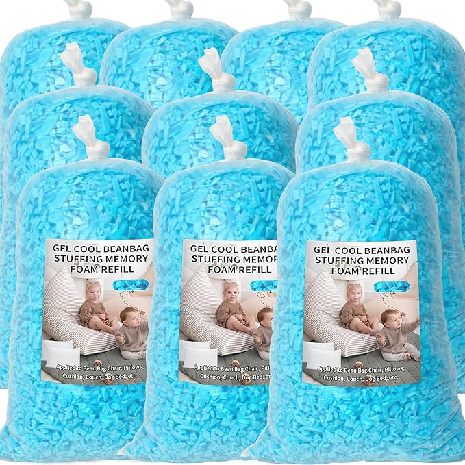 Bean Bag Filler, 50lbs Shredded Memory Foam Filling, Soft Pillow Stuffing Bean Bag Refill Foam for Couch, Cushion, Stuffed Animals, Dog Bed, Arts Crafts
