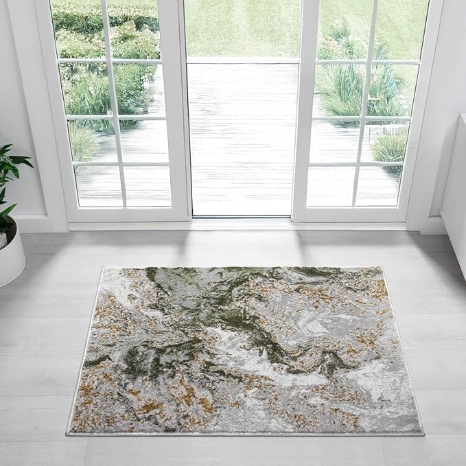 LUXE WEAVERS Marble Swirl Abstract Area Rug, Green 2x3