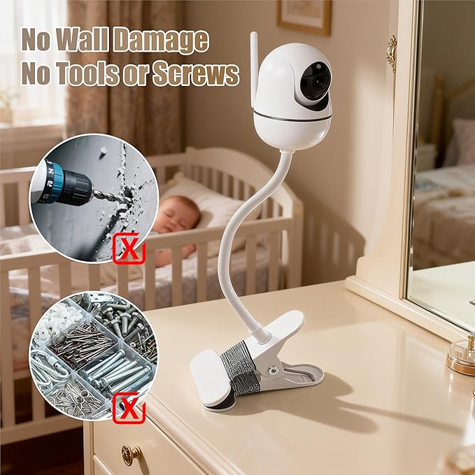 Baby Monitor Mount – 15.7 inch Flexible Clip Stand Compatible with HB65/HB66/HB248/HB6550/HB6550 pro, ANMEATE SM935E, Universal Baby Monitor Holder for Crib, Shelf, Bed, Nursery