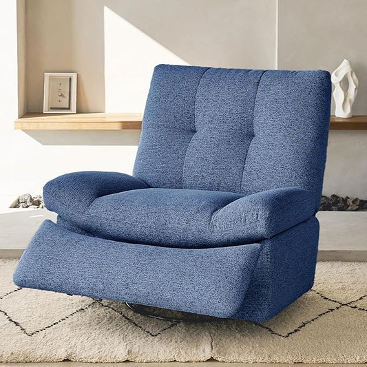 Nouhaus Swivel Rocking Chair Nursery, Oversized Glider Rocker Recliner Chairs w/Footrest, USB & Type-C Ports, Rocking Recliner Chair for Nursery, Living Room (Snooze Classic, Midnight Blue)