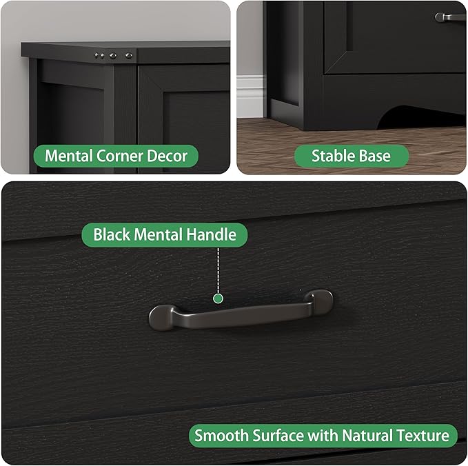 Dresser for Bedroom with 6 Drawers, 54" Wide Wood Chest of Drawers with Deep Drawers & Mental Handle, Modern Dresser TV Stand, Wooden Closet Storage Organizer for Living Room, Hallway, Entryway, Black