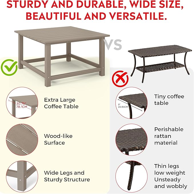 Costaelm Outdoor Kids Table, Toddler Dinner Table Baby Desk Outdoor Childrens Party Tables for Arts & Crafts, Snack Time, Multi-Activity Desk for Ages 2-8 in Classroom/Outside, Weathered Wood