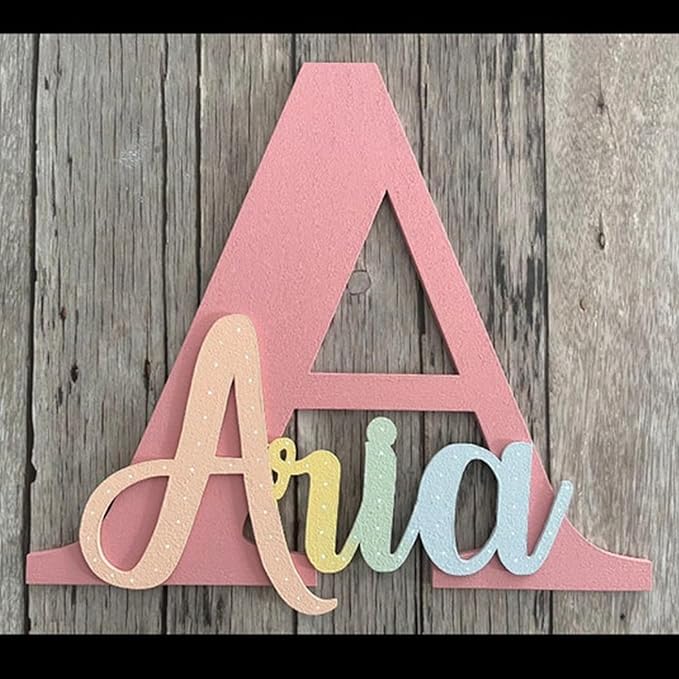 Custom Boho Wood Personalized Initial & Name Sign, 3D Wooden Layered Handmade Letter Wall Decor for Nursery or Child's Bedroom, Boho Flower Name Sign, Girl or Boy's Birthday Gift