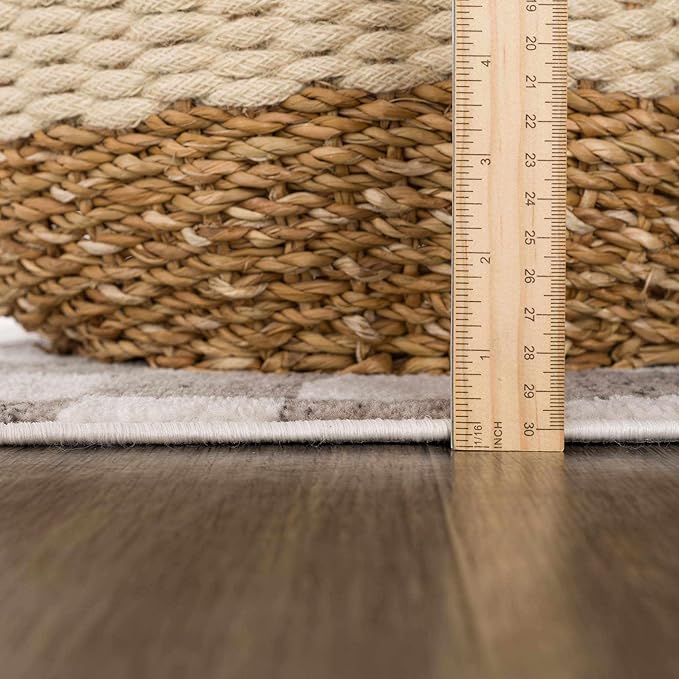 Hauteloom Benjy Living Room, Bedroom Area Rug - Farmhouse - Cream, Beige, Tan - 18" x 18"