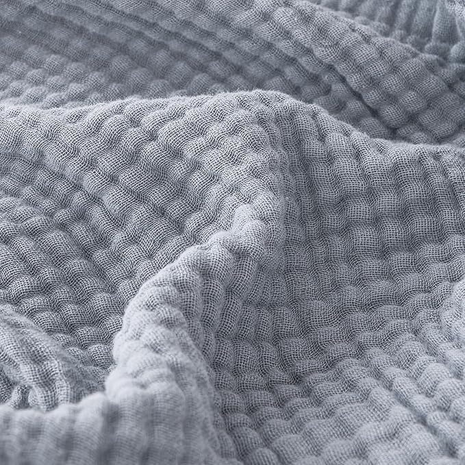 EMME Cotton Muslin Large Throw Blanket Couch Breathable Gauze Blanket Soft Lightweight Bed Blankets Adults (Dusty Blue, 50"x70")