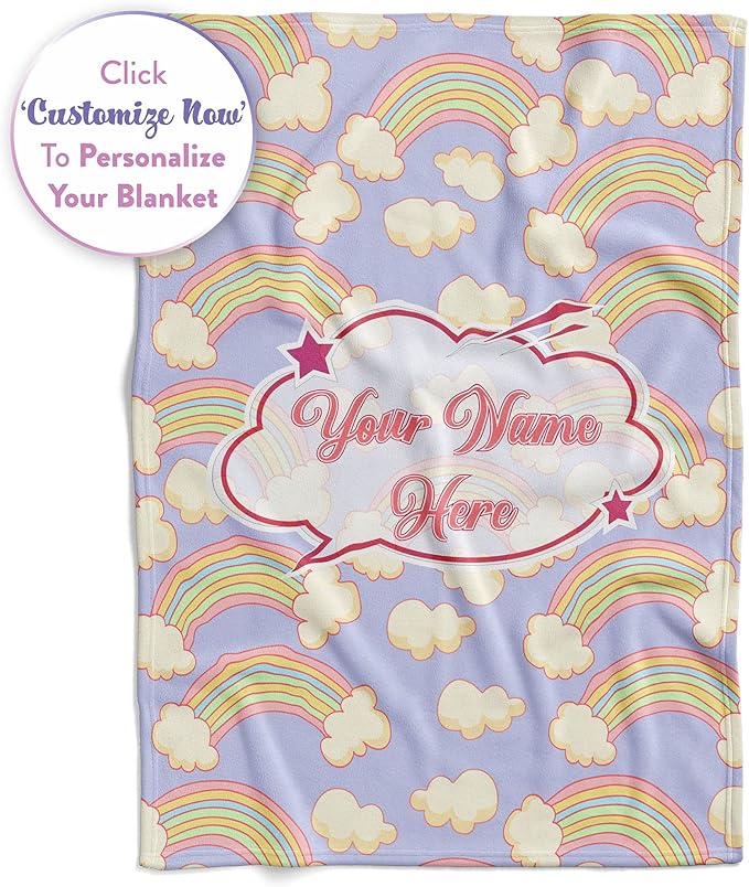 Rainbow Blanket for Girls | Kids Unicorn Custom Plush Fuzzy Toddler Customized Little Girl Throw Blankets Baby Sofa Bed Birthday Sherpa, 60''x80'' Sherpa