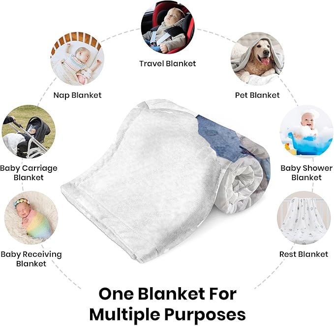 J&SBGFT Personalized Baby Blanket for Boys, Custom Blanket with Name, Receiving Blankets for Toddlers Kids, Nursery Stroller Crib Decor Throw 30"x40", Color 8