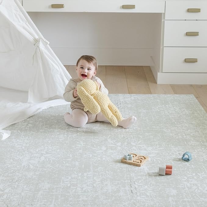 Baby Play Mat for Floor - Eden (6x8ft) - Premium EVA Foam Play Mat for Babies & Toddlers (Ages 0-5+) - Non-Toxic Playmat for Tummy Time, Crawling & Playroom - Stylish & Comfortable