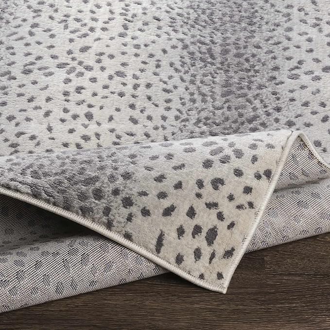 Hauteloom Leichhardt Modern Animal Print Area Rug for Living Room, Bedroom - Bohemain Leopard Print Carpet - Contemporary Antelope Print Rug - Light Gray, Dark Gray - 9' x 12'3"