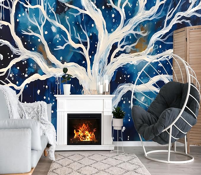 XMPMBM-Graffiti Art backsplash Large Decorative Wallpaper Watercolor Tree Bedroom Bathroom Nursery Room Wall Mural- W 132" X H 92"（93 Square Foot）