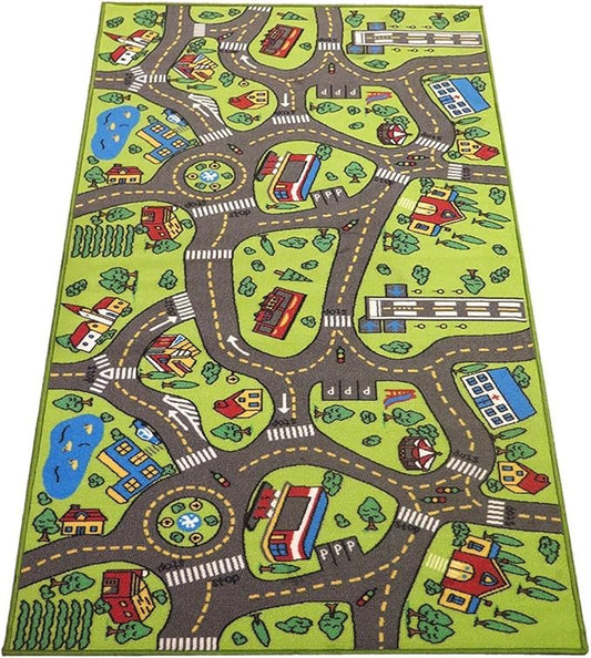 Kids Rug Playmat 80 inches by 40 inches! City Life Great for Playing with Cars and Toys - Play Learn and Have Fun Safely - Educational Road Traffic Play Mat for Bedroom Play Room Game Safe Area