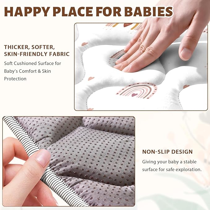 Baby Play Mat 71"x59" Extra Thick Foam Playmat - Water-Resistant Non-Slip Floor Mat & Cushioned Crawling Mat for Babies, Infants & Toddlers for Tummy Time(Rainbow)