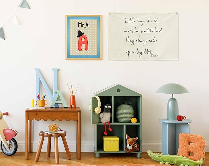 Little Boys Should Never Be Sent to Bed-Rectangular Banner Flag Poster Wall Decor for Baby Boy Kids-Nursery Above Crib Bedroom Door Wall Decorations-Boy Present-Birthday Baby,Shower Christmas Gift