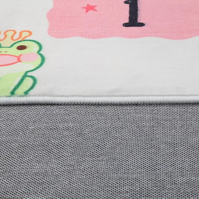 Cute Soft Educational Hopscotch Kids Room Rug with Numbers ABC Alphabet, Washable Pink Girls Play & Learning Rugs for Bedroom Playroom Classroom, Toddler Baby Play Area Nursery Carpet Rug 63"x31.5"