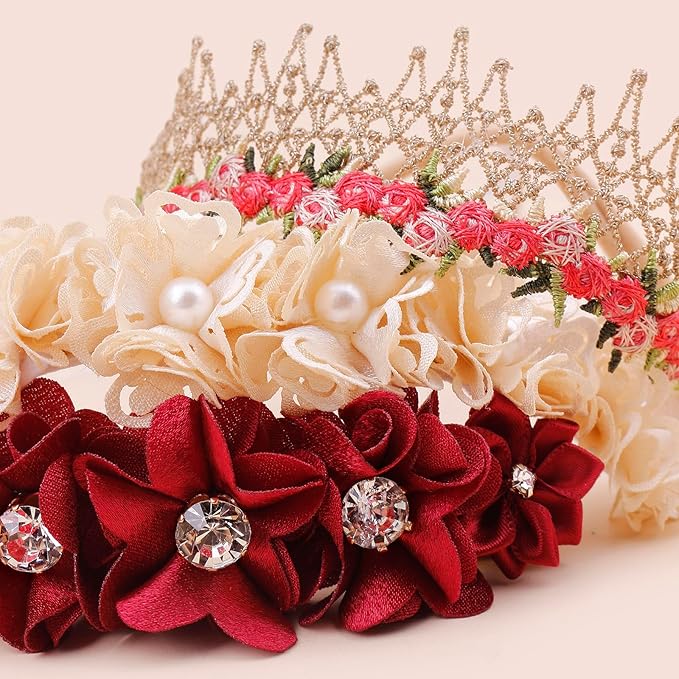 OOSAKU Baby Girl Flower Headbands Set Elastic Floral Headbands 6pcs Soft Nylon Hair Band for Newborn Toddler Hair Accessories (H-H2)
