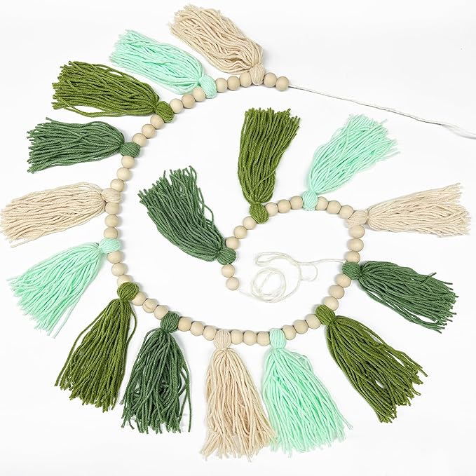 Baby Shower Burlap Pennant Banner Flag Felt Welcome Baby Sign Ombre Sage Green Heart and Olive Green Tassel Garland with Beads for Neutral Baby Shower Hello Baby Welcome Baby Party Decoration Supplies