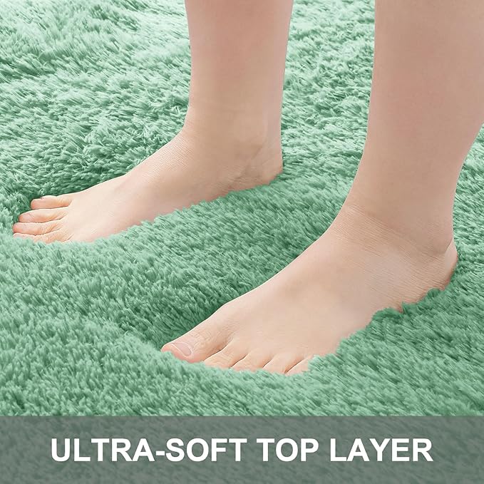 OLANLY 5x7 Machine Washable Large Area Rugs for Living Room, Bedroom, Soft Fluffy Shaggy Bedside Rug, Indoor Floor Carpet for Kids Girls and Boys, Dorms, Nursery, Home Decor Aesthetic, Mint Green