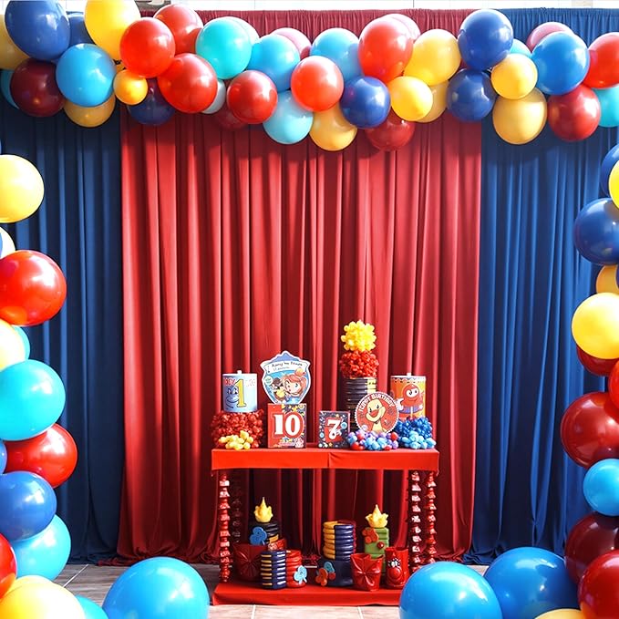 50×12ft Wrinkle Free Red Backdrop Curtain for Wedding Parties,10 Panels 5×12ft Long Soft Silky Polyester Backdrop Drapes Red Photo Back Drop Curtains for Photography Stage Christmas Background Cloth
