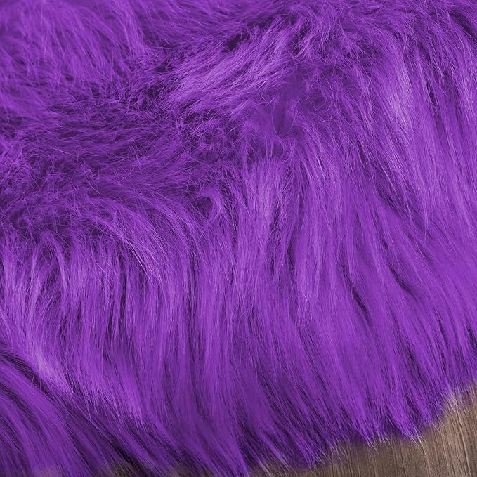 Latepis Purple Sheepskin Large 5x7 Area Rugs for Living Room Throw Rugs for Bedroom Washable Faux Fur Rug Fluffy Fuzzy Boho Rug Home Decor Rectangle