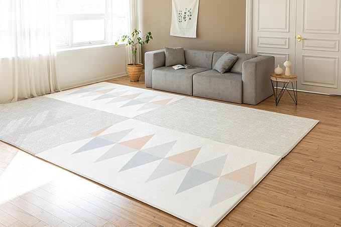Ultra-Cushioned Premium Baby Play Mat - Urban Object + Fabric Grey - Made in Korea - Tummy Time Mat with Superior Shock Absorption, Non-Toxic Baby Floor Mats, Water Resistant, Reversible - 75"x51"