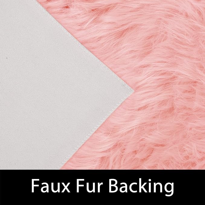 Latepis Pink Living Room Rugs Faux Fur Rug 5x6.7 Area Fuzzy Rugs for Teen Room Faux Sheepskin Rug for Living Room Sofa Floor Bedroom Luxury Home Decor