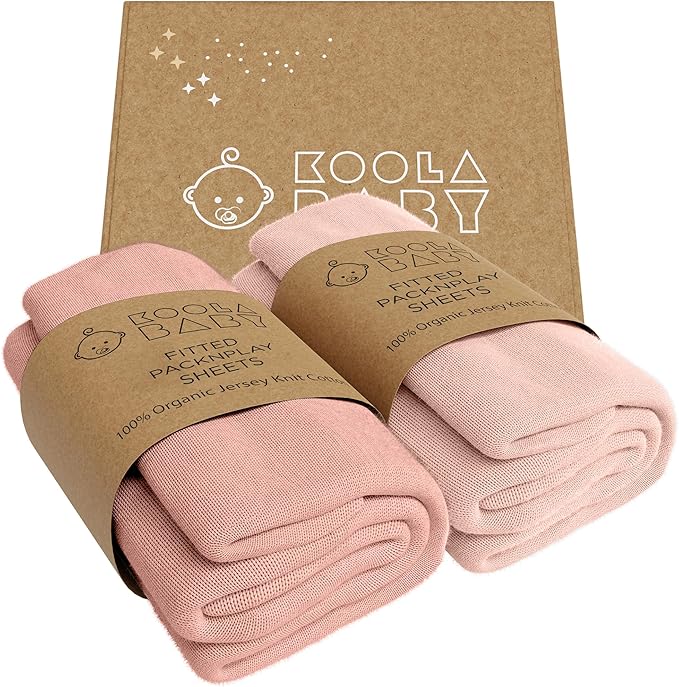 Pack and Play Sheets Fitted - Portable Mini Crib Mattress Sheet for Boys & Girls - Soft Jersey Cotton Playard Sheets - Play Yard Mattress Cover - Fits Most Pack n Play - Safe and Snug for Baby 2 Pack
