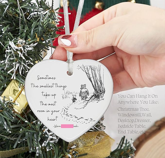 Heart Shaped Christmas Ornament-Sometimes The Smallest Things Matter-Inspirational Gift for Mom Dad Teacher Friend Grandparent Godparent Ceramic Keepsake Decor