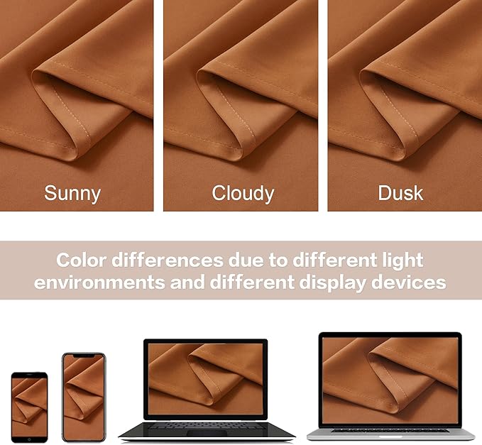 DUALIFE Retro Brown Orange Curtains 90 Inches Long, Vintage Brown Curtain Drapes Back Tab and Rod Pocket Curtain Panels for Bedrooom Living Room Dark Oak