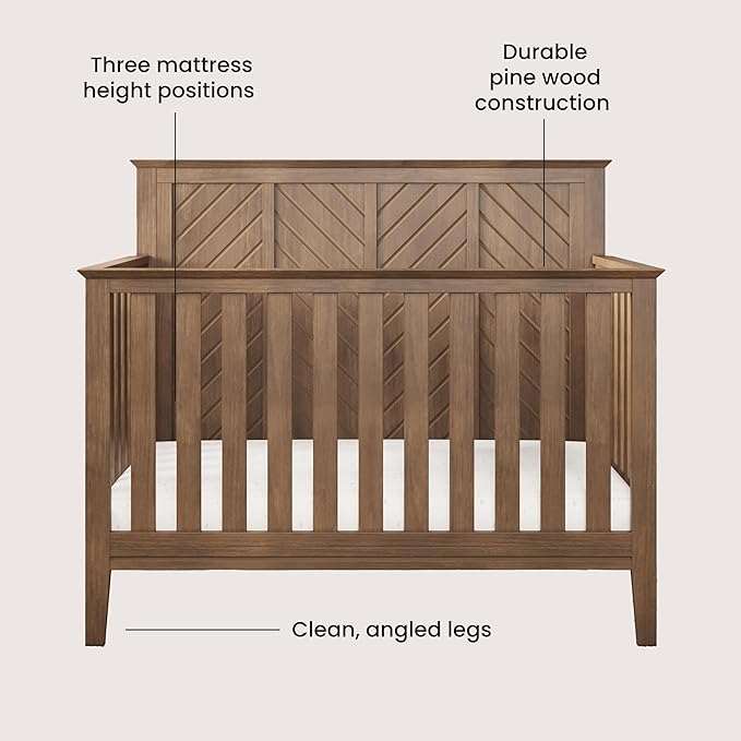 Child Craft Atwood Crib, Dresser and Chest Nursery Set, 3-Piece, Includes 4-in-1 Convertible Crib, Dresser and Chest, Grows with Your Baby (Cocoa Bean Brown)