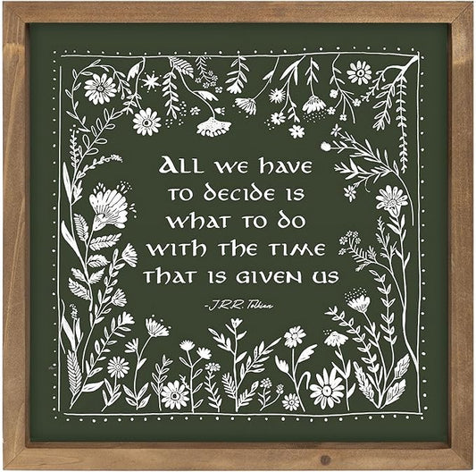 pechpell 11.8 Inch Nursery Wall Decor, Wooden Green Girl Nursery Wall Art with Wreath Sign, Boho Vintage Woodland Nature Themed Kids Room Playroom Table Shelf Baby Shower Decorations for Home