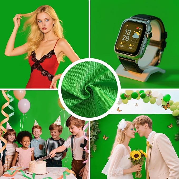 YSKE-Y2 Heavy Duty Photo Backdrop, 10x8ft Green Seamless Fabric Background Photography Backdrop Curtain Screen for Photoshoot Video Studio Party