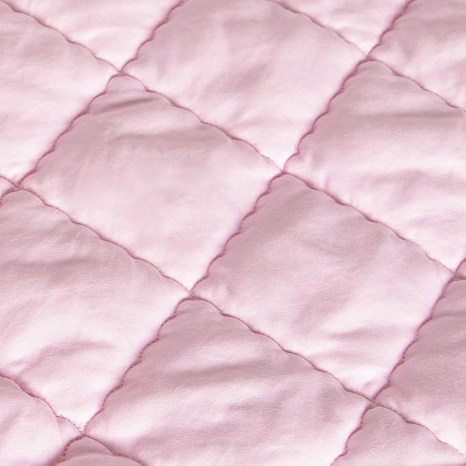 FLXXIE Machine Washable Microfiber Down Alternative Toddler Comforter, Super Soft and Lightweight Kids Crib Quilted Blanket for Stroller, Travel, 39x47 Inches, Pink