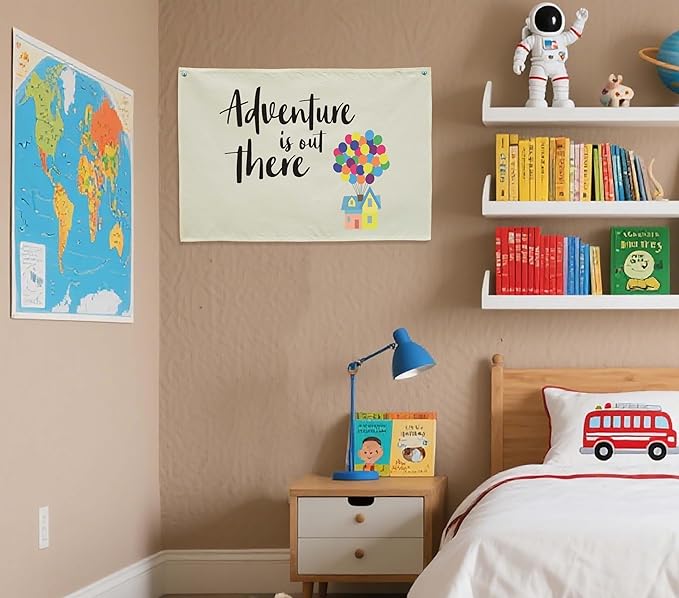 Canvas Hanging Flag Banner Wall Sign Decor Gift for Baby Kids Girl Boy Nursery Teen Room Front Door - Hydrogen Balloon