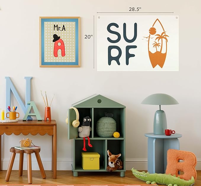 Boho Rectangular Banner Flag Wall Decor Gift for Baby Boy Girl Kid Teen,Nursery Classroom Bedroom Reading Room Living Room Home Playroom Decor-Surf Theme-Baby Present Shower,Birthday Christmas Gift