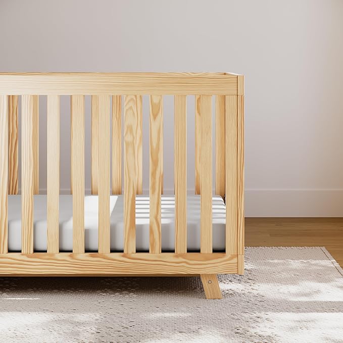 Storkcraft Beckett 3-in-1 Convertible Crib (Natural) – GREENGUARD Gold Certified, Fits Standard Crib Mattress, Converts to Toddler Bed and Daybed, 4 Adjustable Mattress Heights, Grow-with-Me Design