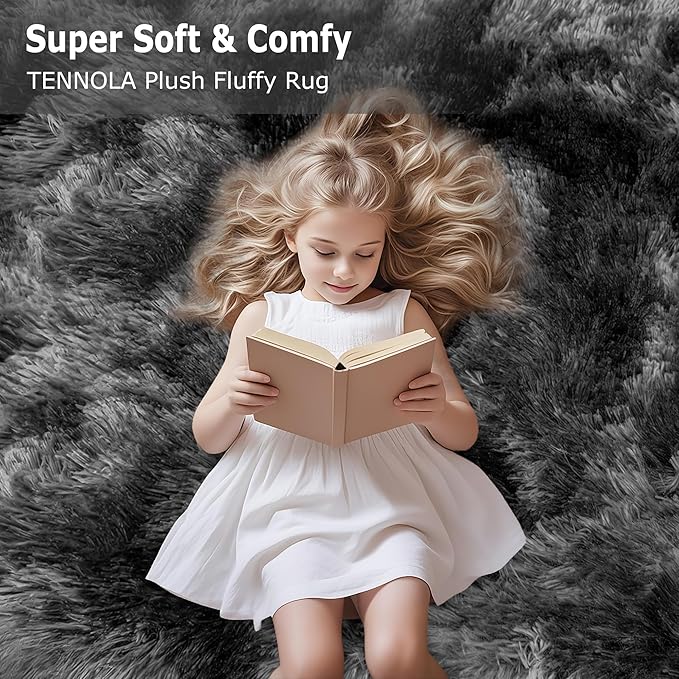 2x3 ft Shaggy Small Black Rug, Tie Dye Soft Fluffy Carpet Bedside Fuzzy Area Rug Non-Slip Bottom for Nursery Kids Bedroom Door Indoor Dog Mat Living Room Home Decor Aesthetic