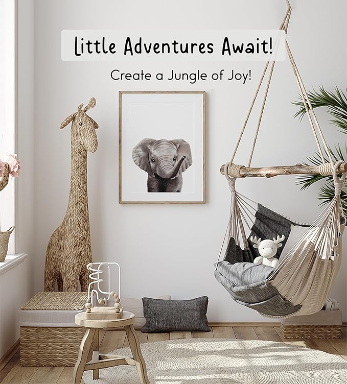 KIU DESIGNS Nursery Wall Art - Unframed Safari Nursery Decor - Set of 4 Animal Wall Decor Gift for Baby - Safari Portrait - 8"x10"